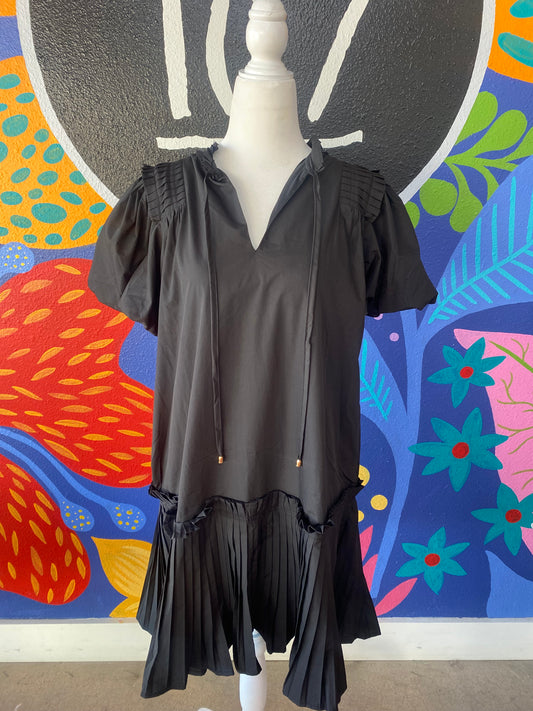 Black Pleated Mandy Dress