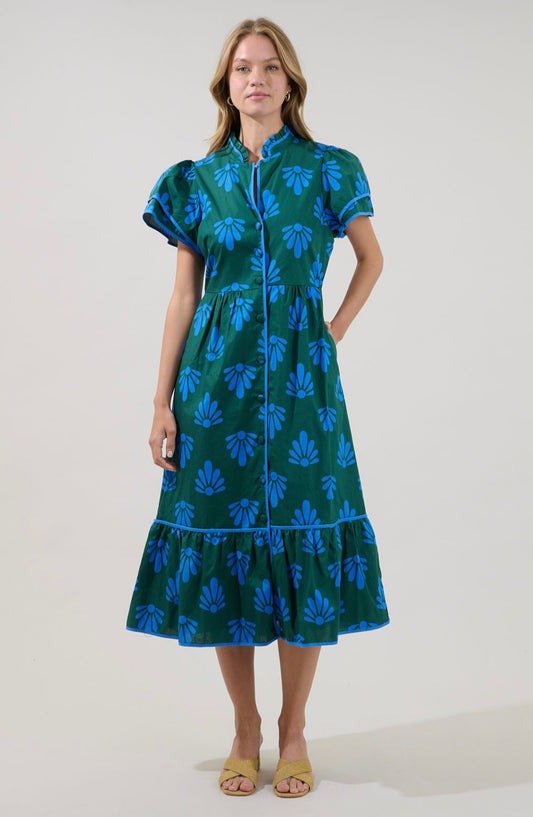 Davie Button Down Midi Dress
Geo