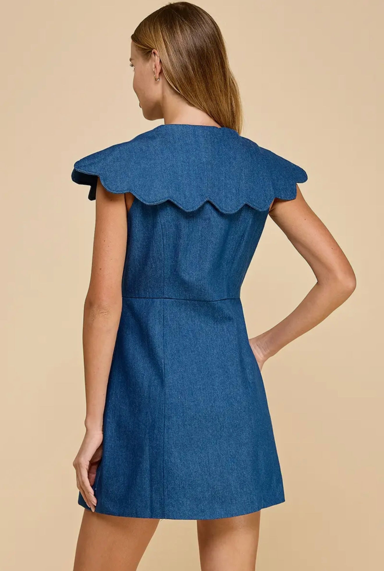 Molly Denim Scalloped Dress