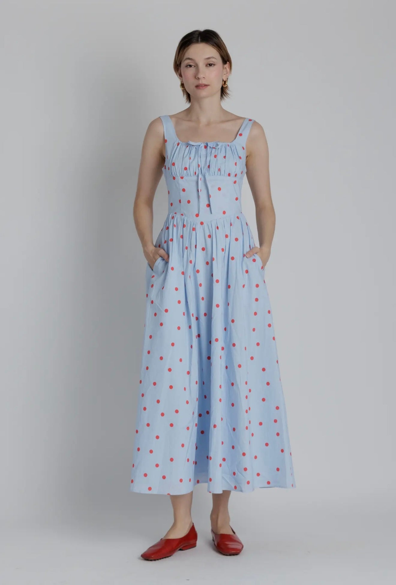 Polka Dot Corset Midi Dress