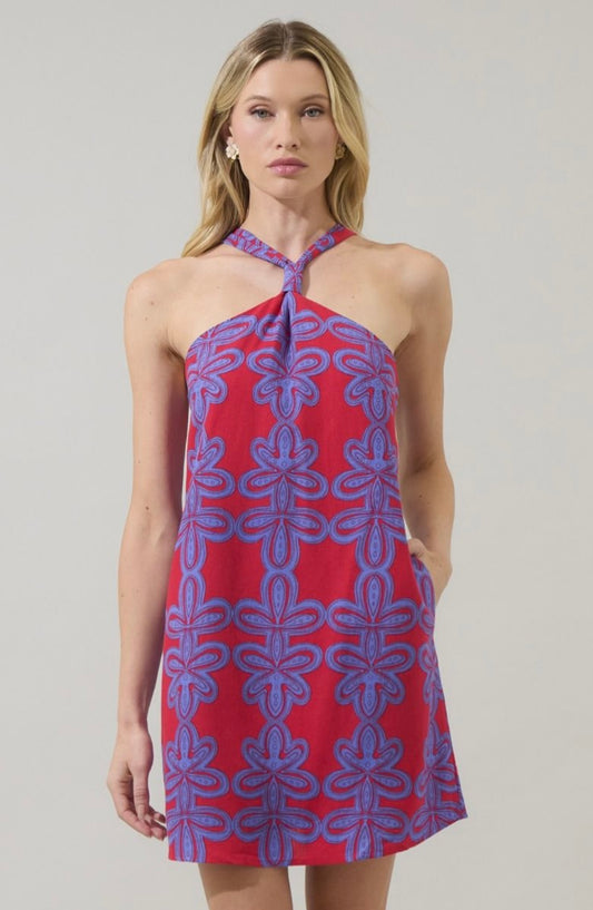 Rory Abstract Amory Halter Mini Dress