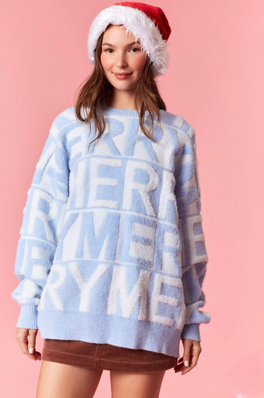 Baby Blue MERRY Sweater