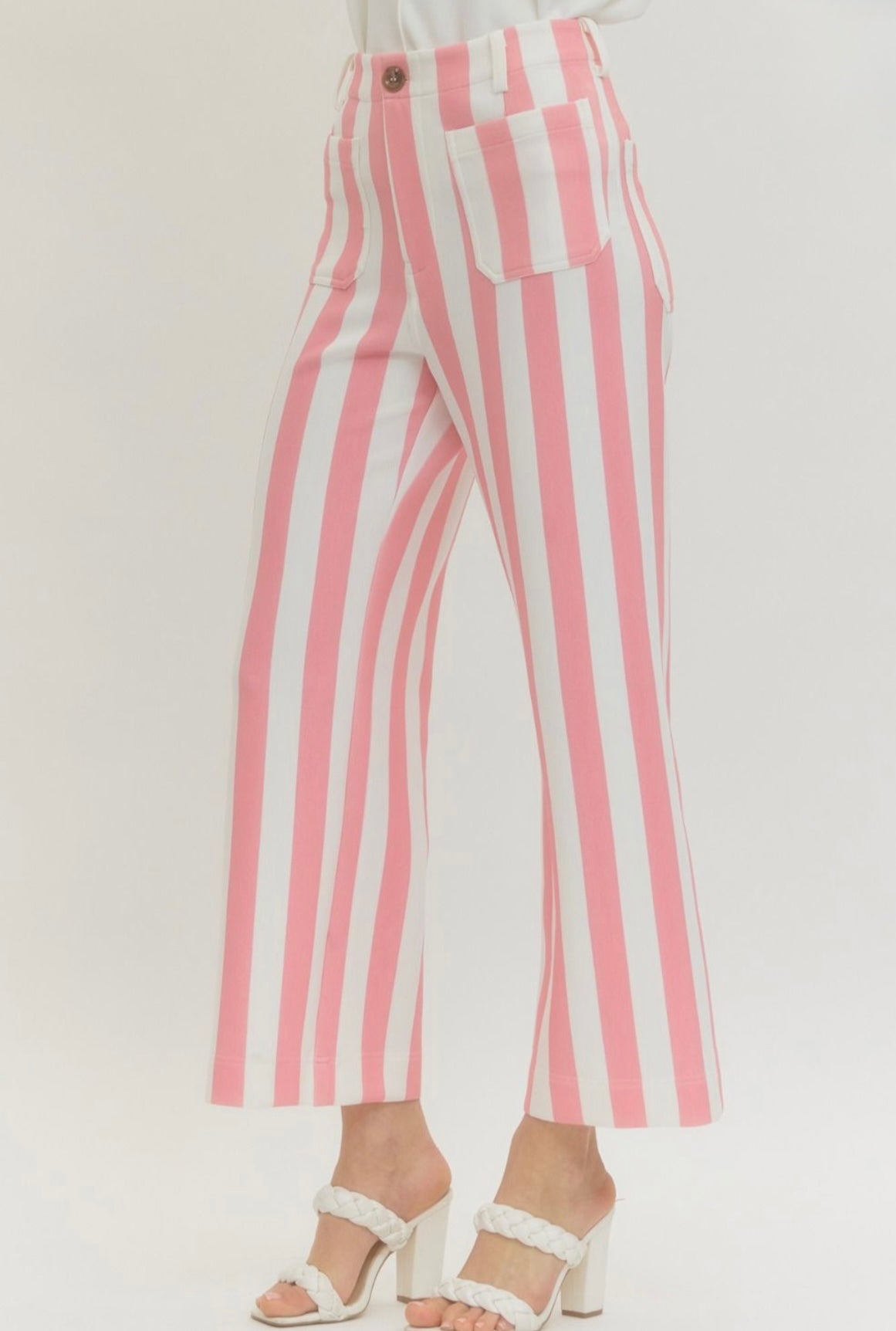 Pink and White Striped Pants