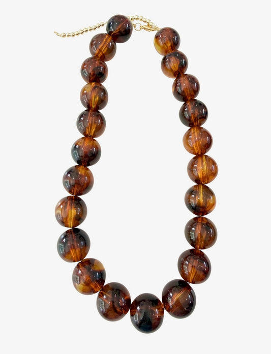 Carter Beaded Necklace- Dark Tortoise