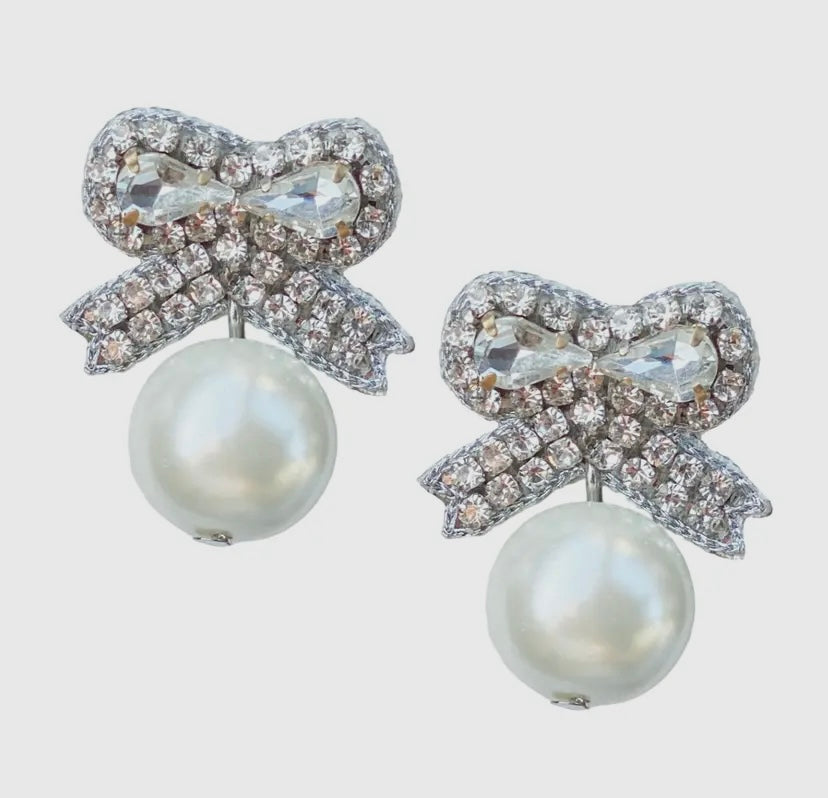 Collette Bow and Pearl Earrings