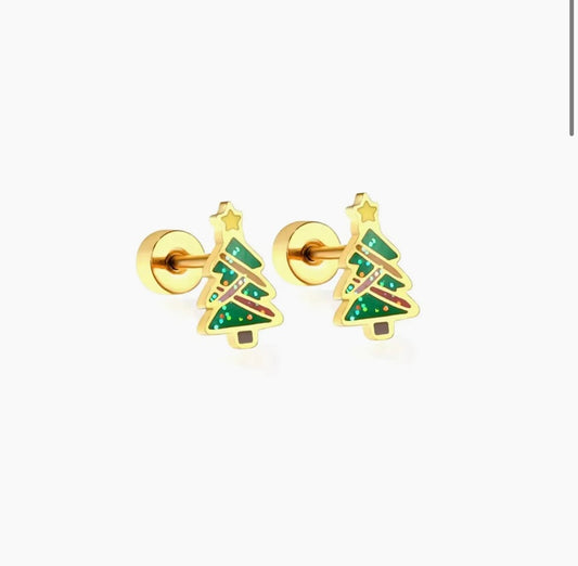 Christmas Tree Screwback Stud