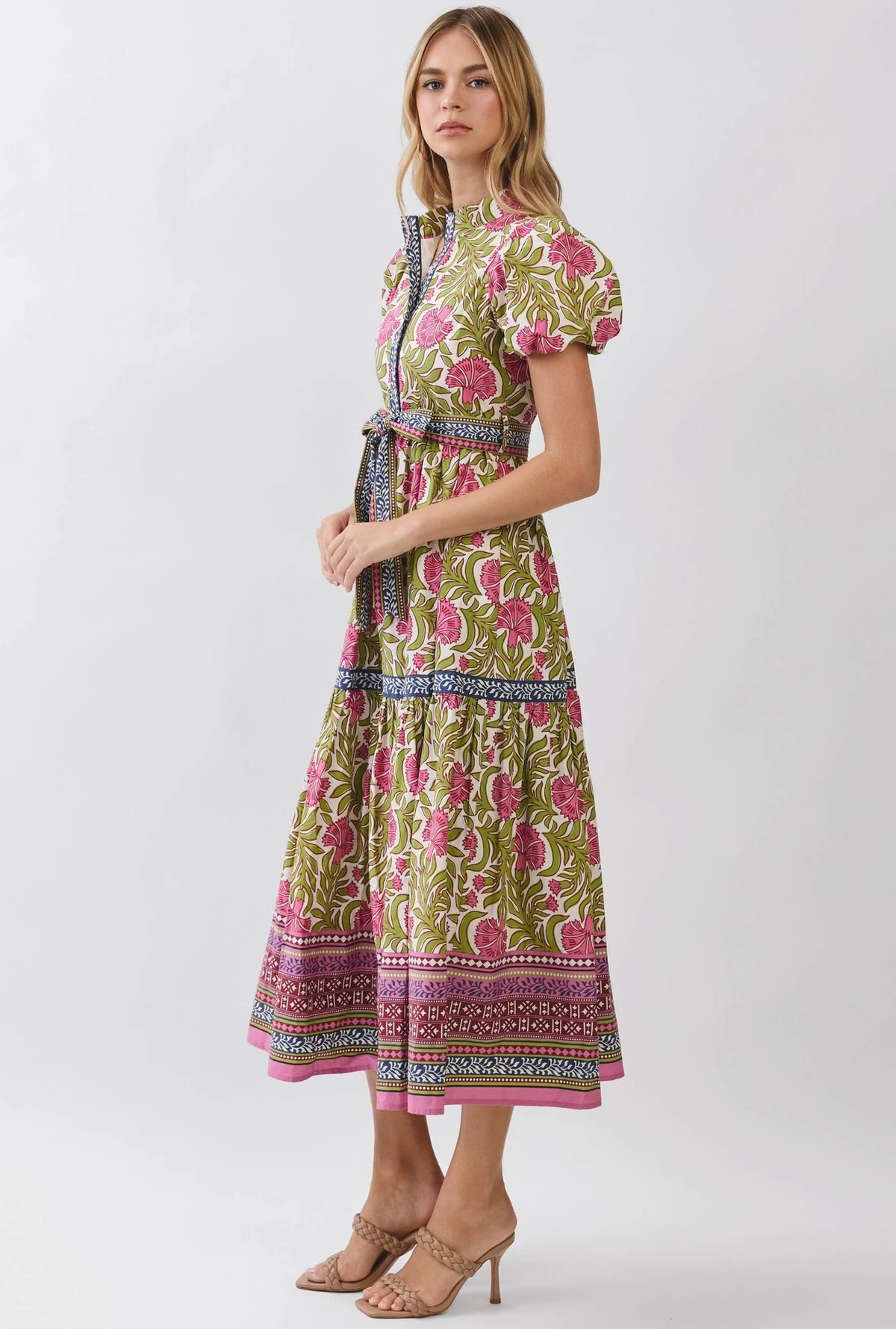 Destiny Block Print Midi Dress