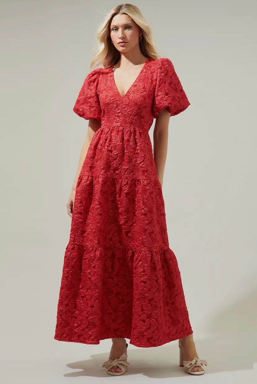 Arielle Jacquard Maxi Tiered Dress