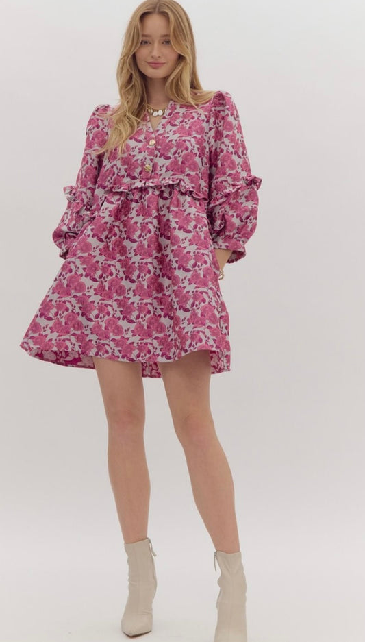 Jaqueline Pink Floral Dress