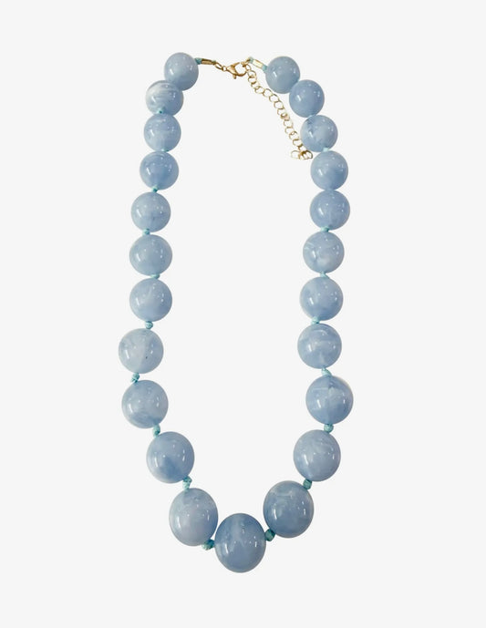 Mabry Chunky Beaded Necklace-Light Blue