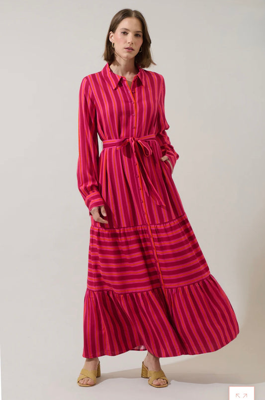 Clarisa Stripes Sofia Button Down
Maxi Dress