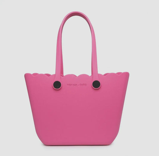 Scalloped Versa Tote- Hot Pink