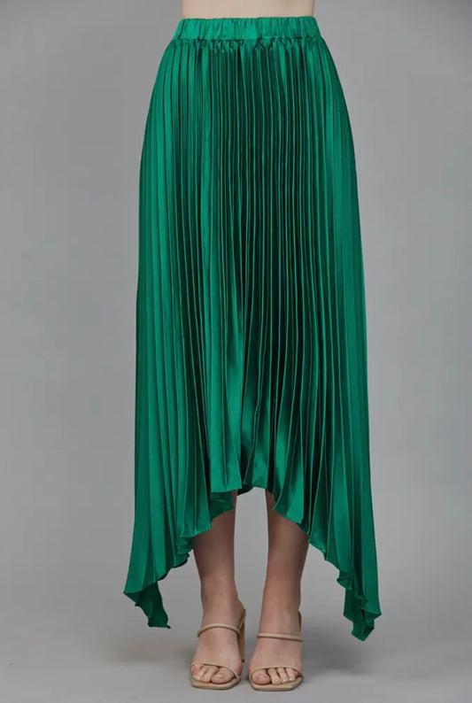 Emerald Green Asymmetrical Midi Skirt
