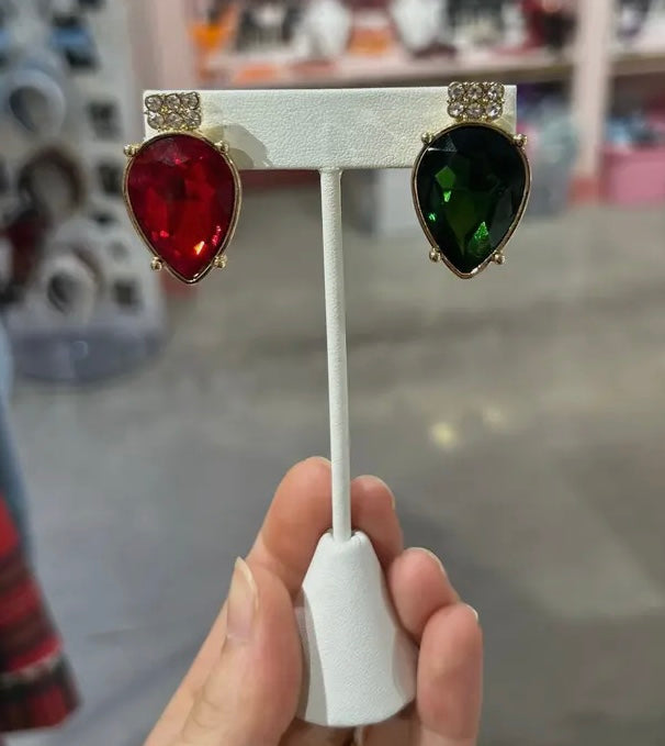 Crystal Light Earrings Red/Green - Brianna Cannon