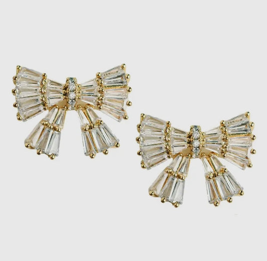 Gold Maxi Sparkler Bow Earrings