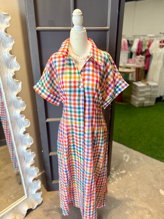 Rainbow Checkered Dress