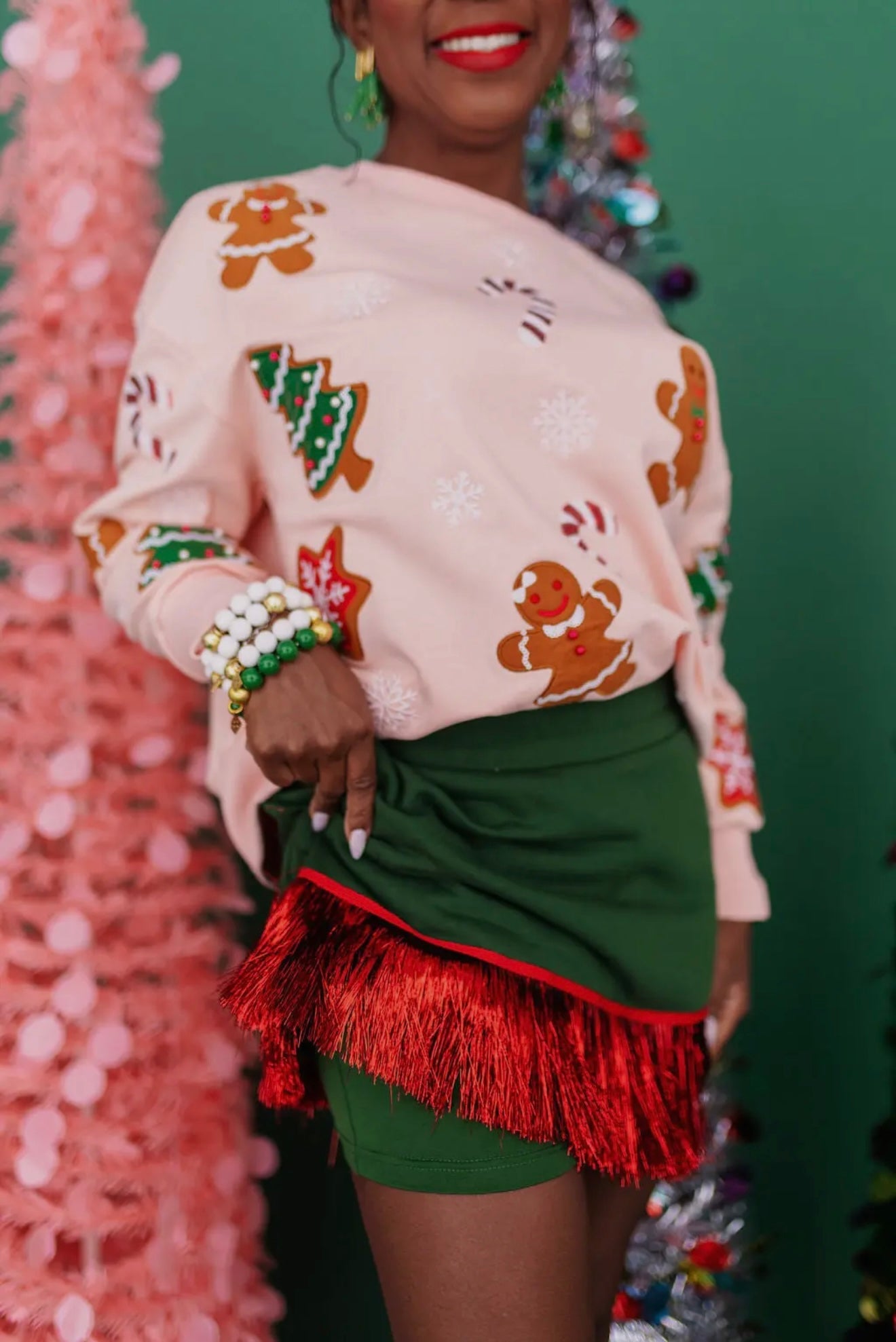 Green Skirt/Skort with Tinsel Fringe