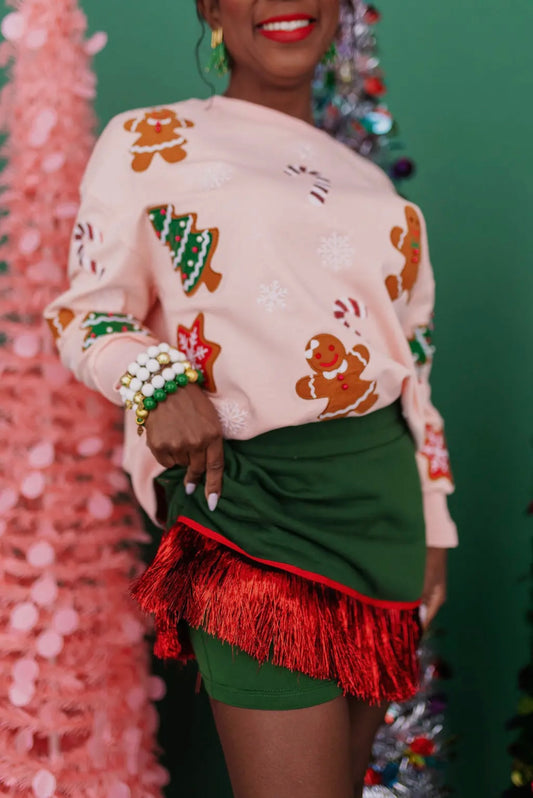 Green Skirt/Skort with Tinsel Fringe