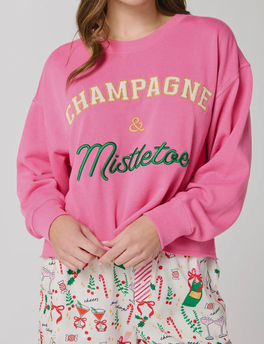 Champagne and Mistletoe Sweatshirt