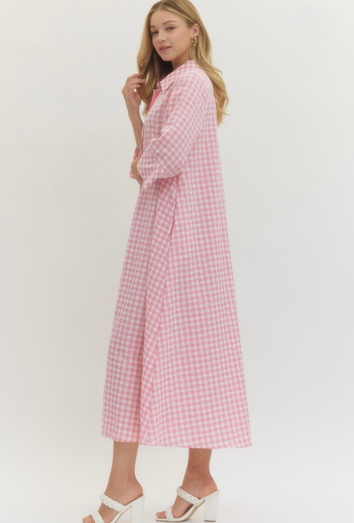 Annie Gingham Dress- Pink