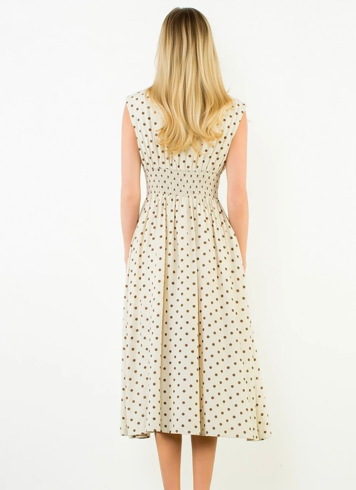 Vanessa Polkadot Dress- Cream/Brown