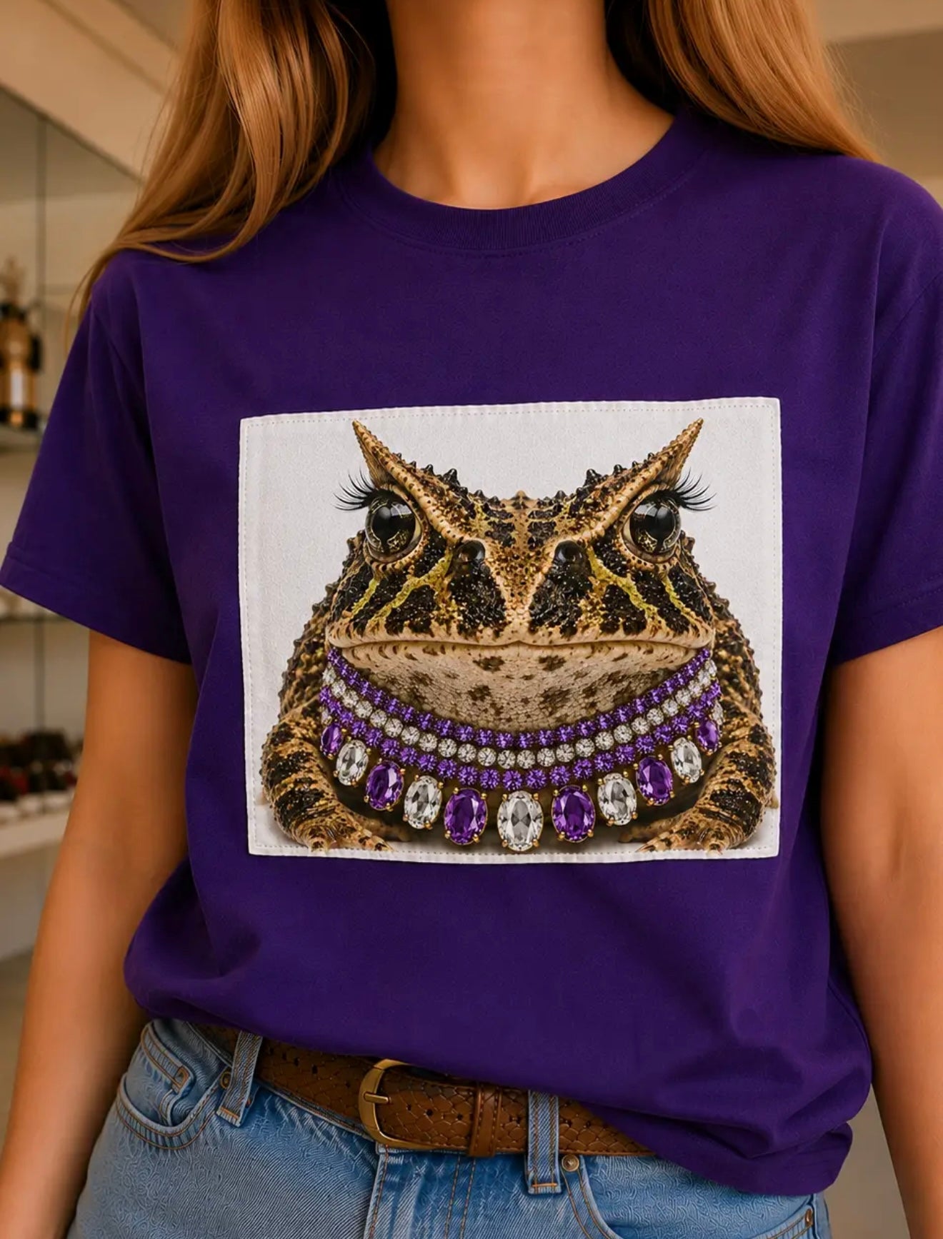 Jeweled Horned Frog Shirt- Purple
