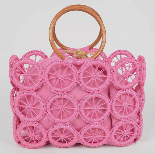 Lemon Crochet Handbag- Pink