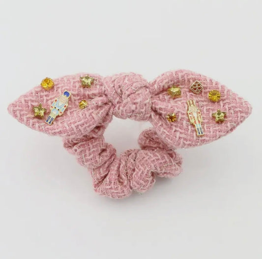 Pink Tweed Nutcracker Bow Scrunchie- Brianna Cannon