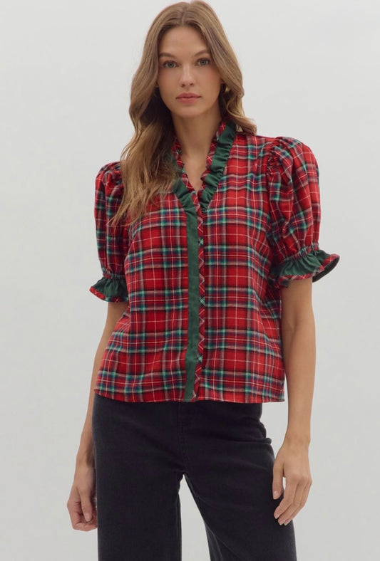Cristina Plaid Top