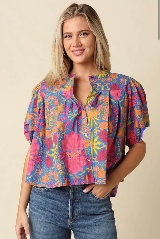 Vibrant Fall Floral Top