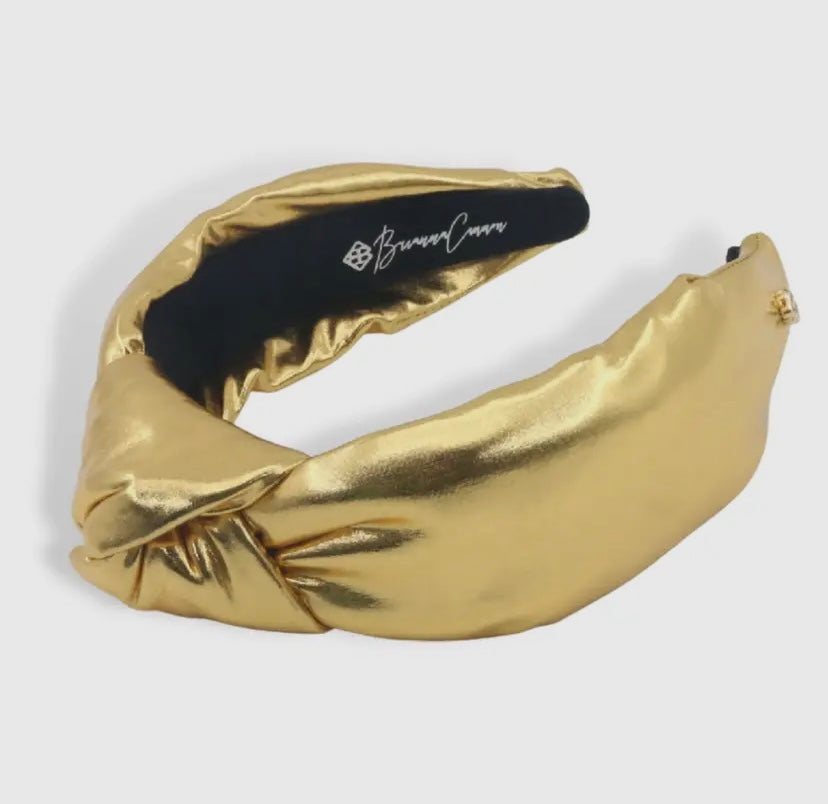 Gold Puff Metallic Knotted Headband