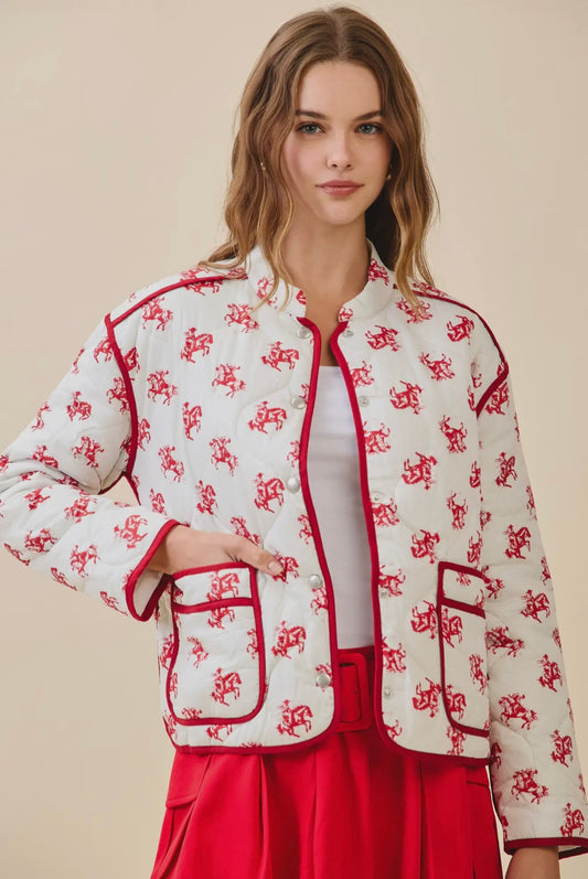 Cowtown Quilted Jacket- Red