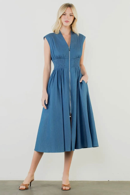 Jennie Denim Smocked Waist Dress