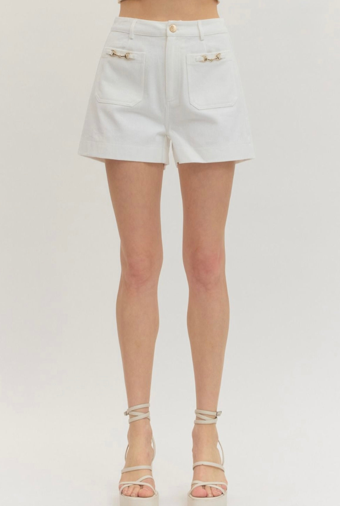 White Horsebit Shorts