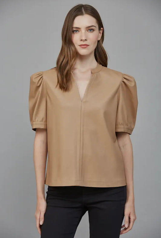 Latte Faux Leather Top