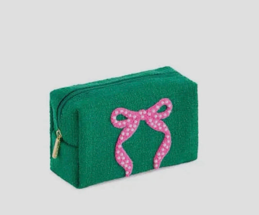 Green and Pink Pearl Bow Pouch