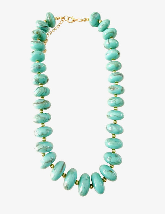 Holly Chunky Beaded Necklace- Turquoise
