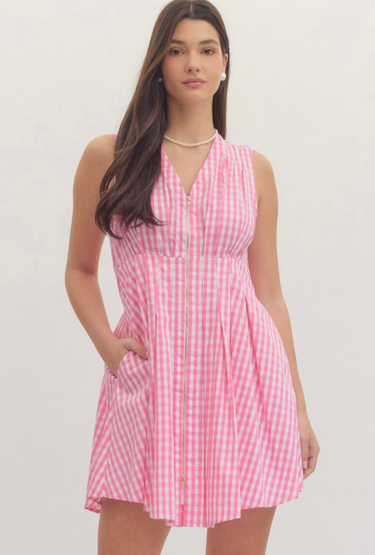 Patricia Gingham Dress- Pink