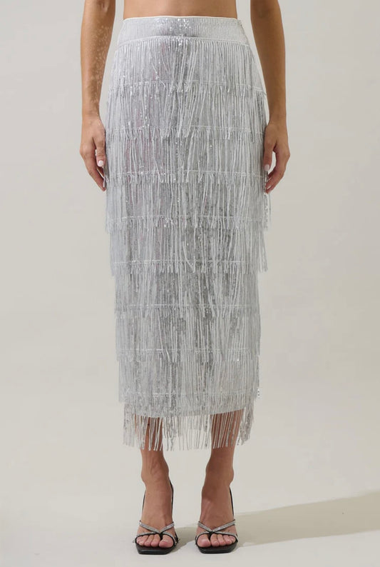 Silver Sequin Skirt
