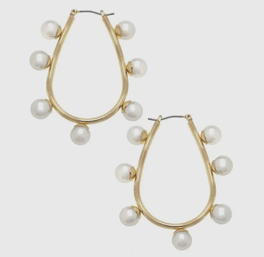 Allison Pearl Teardrop Hoop