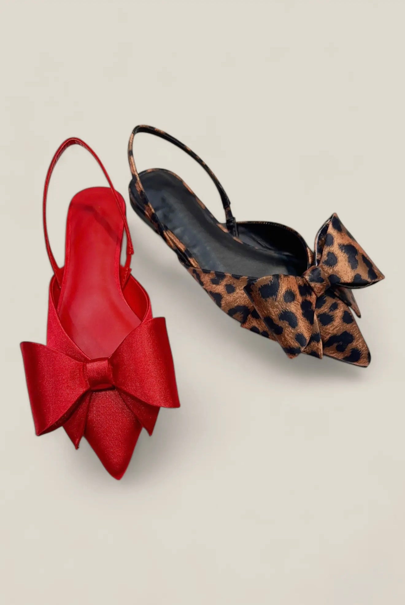 Red Satin Bow Flats