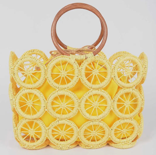 Lemon Crochet Handbag- Yellow