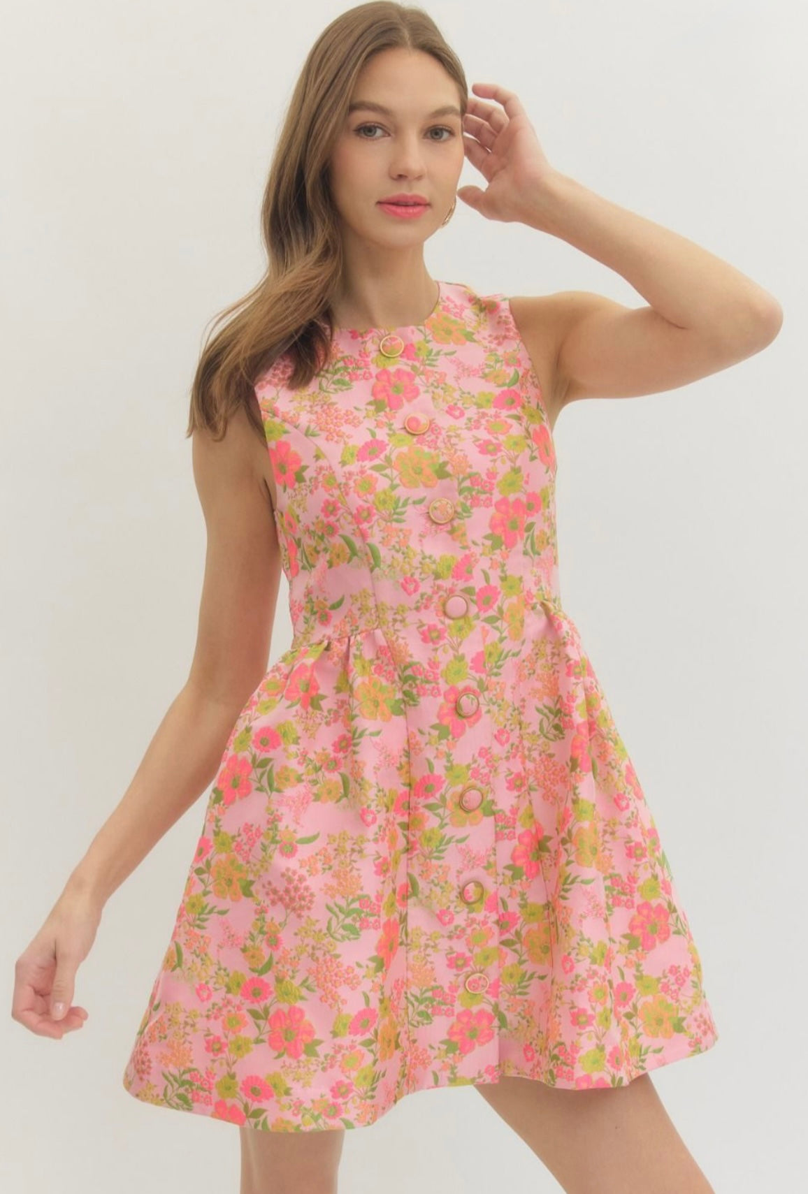 Sharon Floral Dress- Pink