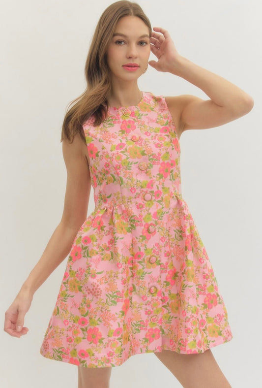Sharon Floral Dress- Pink