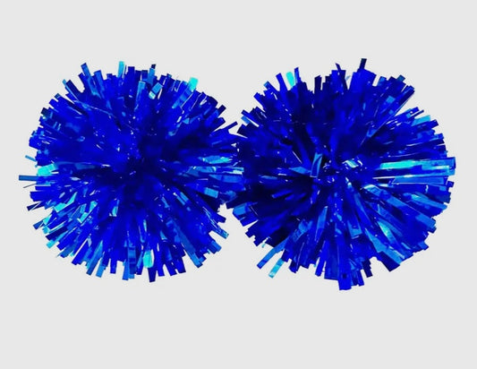 Pom Pom Earrings- Blue