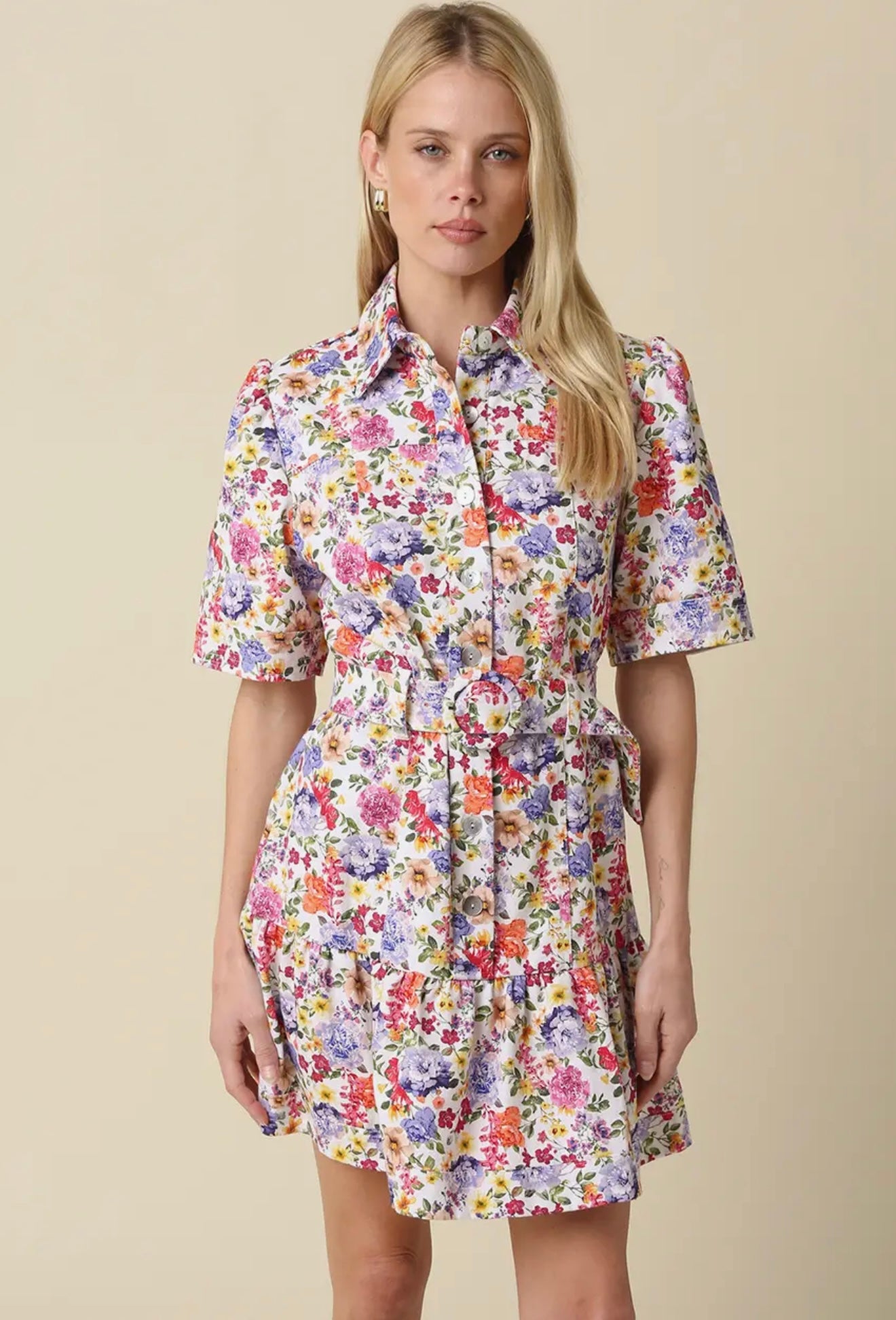 Susan Floral Belted Mini Dress