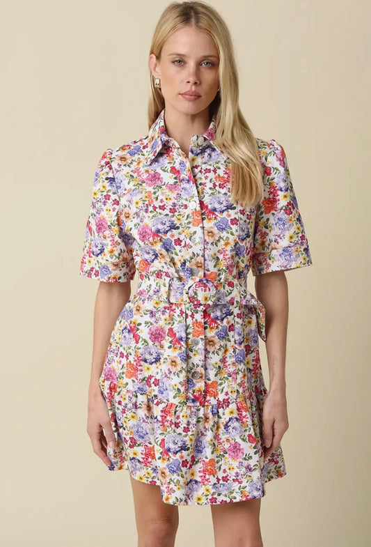 Susan Floral Belted Mini Dress