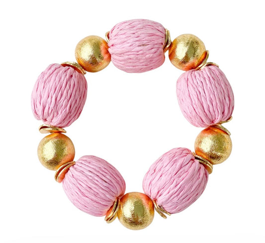 Raffia Bracelet- Pink