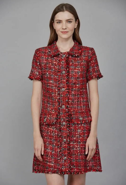 Jane Sequin Tweed Dress