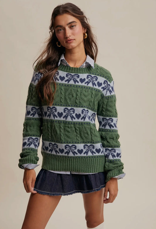 Bow & Heart Knit Pullover